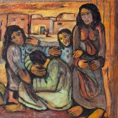 Samir Rafie, Group of Figures in a Village