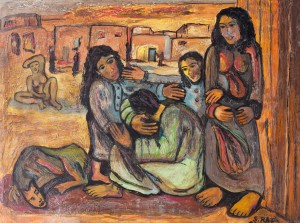 Samir Rafie, Group of Figures in a Village