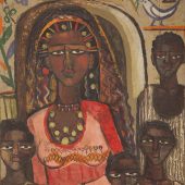 Artwork of Nubian family by Gazbia Sirry