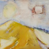 Painting of a mountain by Etel Adnan and Simone Fattal