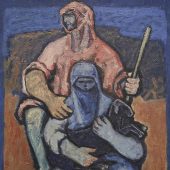 Painting of two shepherds by Mahmoud Hammad
